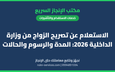 الاستعلام عن تصريح الزواج من وزارة الداخلية 2026: المدة والرسوم والحالات