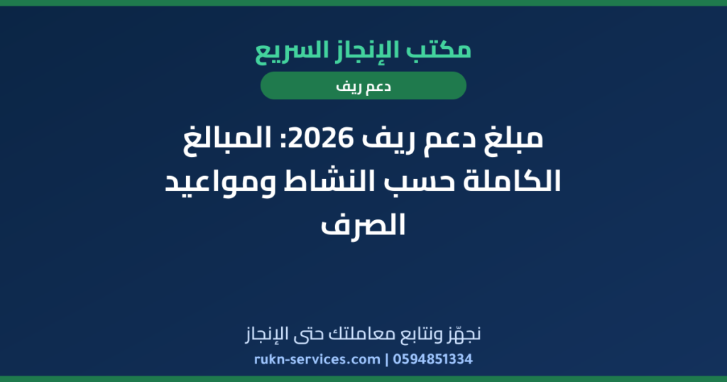 مبلغ دعم ريف 2026: المبالغ الكاملة حسب النشاط ومواعيد الصرف
