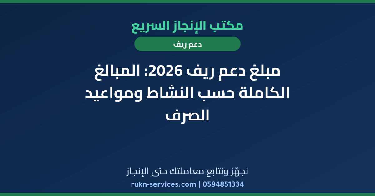مبلغ دعم ريف 2026: المبالغ الكاملة حسب النشاط ومواعيد الصرف