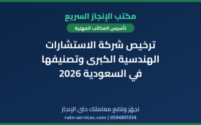 ترخيص شركة الاستشارات الهندسية الكبرى وتصنيفها في السعودية 2026