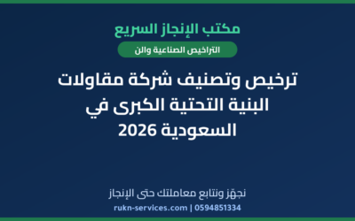 ترخيص وتصنيف شركة مقاولات البنية التحتية الكبرى في السعودية 2026